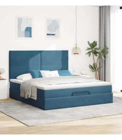 Outlet Ottoman bed met matrassen en LED's 160x200cm fluweel Bedden
