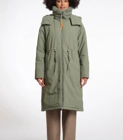 DAMES Rino&Pelle Outdoorjas met afneembare imitatiebontkraag Groen essen 42