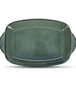 Hot Ovenschaal 39/33x25,5xH8,5cm groen/blauw Meridian Bakken