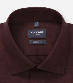 Heren OLYMP Overhemd Luxor Modern Fit Bordeaux