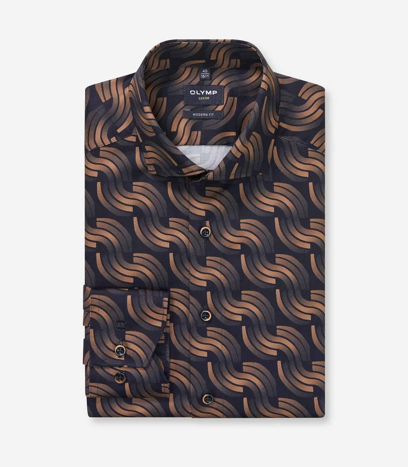 Outlet Overhemd Luxor Modern Fit Design Bruin Blauw Heren Hemden