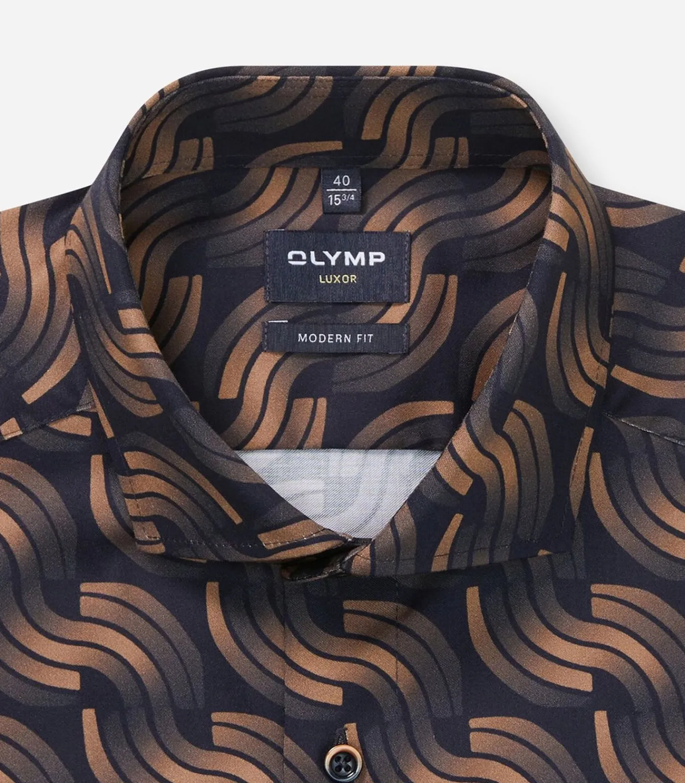 Outlet Overhemd Luxor Modern Fit Design Bruin Blauw Heren Hemden