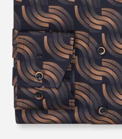 Outlet Overhemd Luxor Modern Fit Design Bruin Blauw Heren Hemden