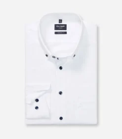 Heren OLYMP Overhemd Luxor Modern Fit Button Down Wit
