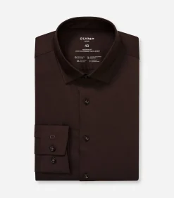 New Overhemd Modern Fit 24/7 Jersey Donkerbuin Heren Hemden