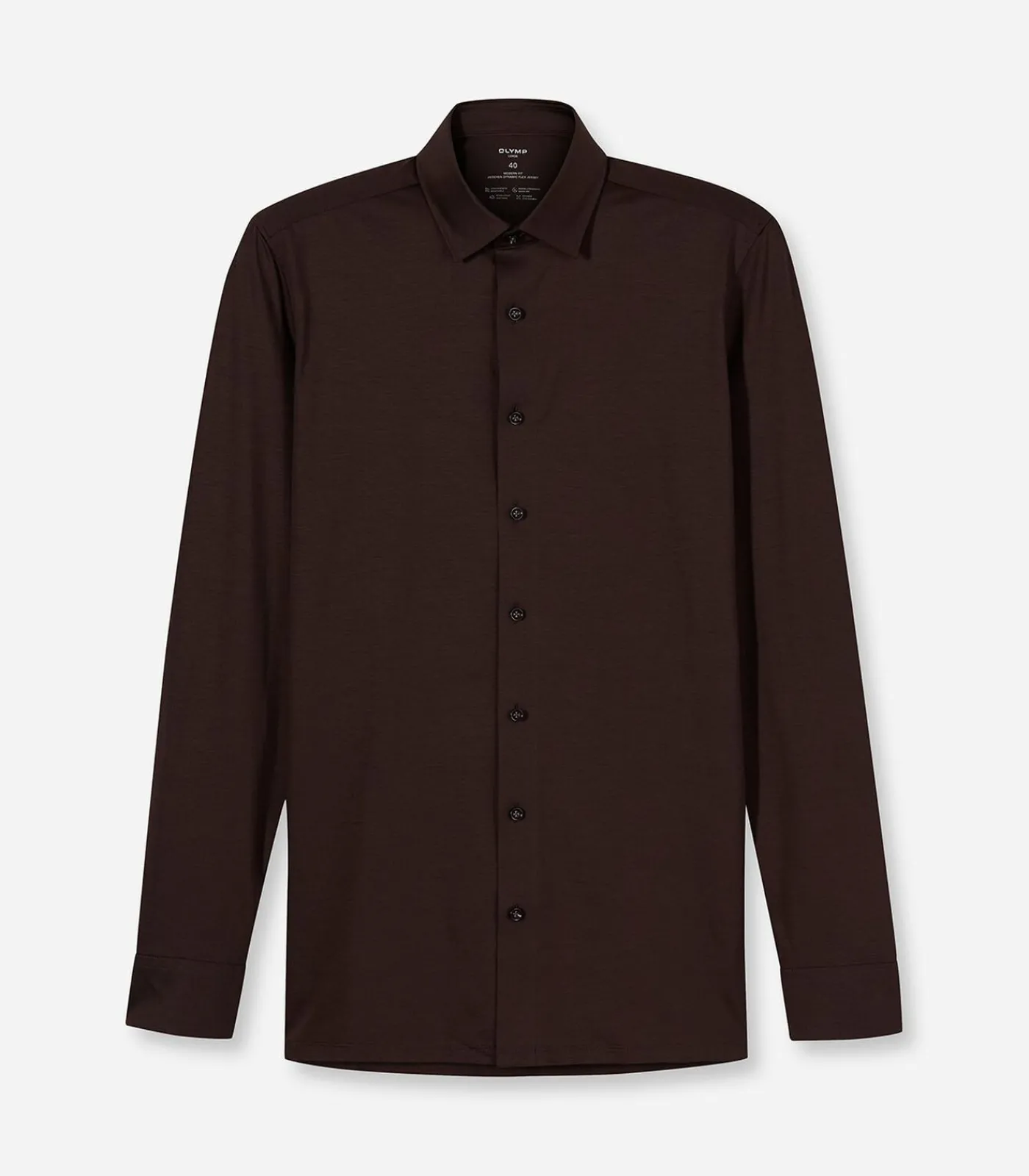 New Overhemd Modern Fit 24/7 Jersey Donkerbuin Heren Hemden