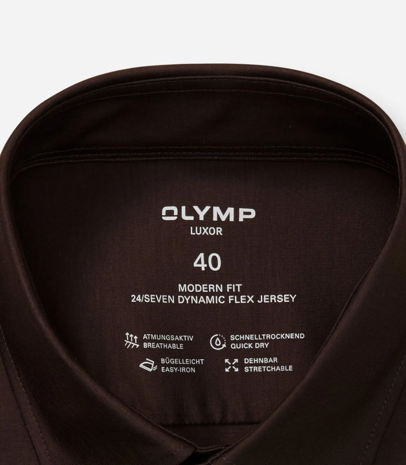 New Overhemd Modern Fit 24/7 Jersey Donkerbuin Heren Hemden