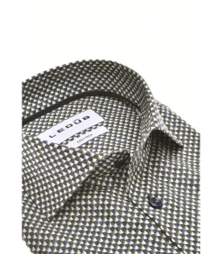 Heren Ledub Overhemd Modern Fit Donkerblauw Print