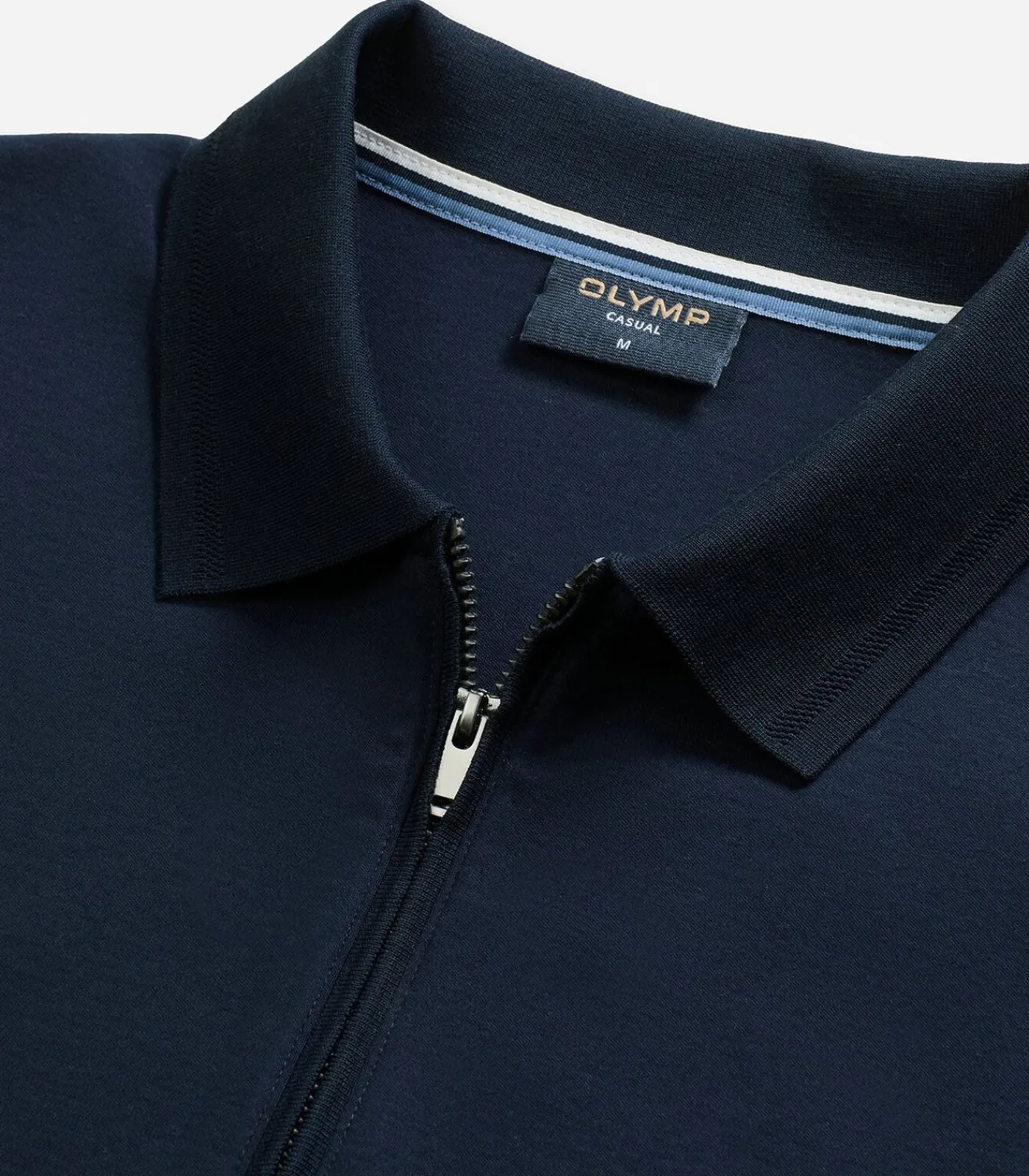 Heren OLYMP Overhemd Zip Pullover Marine