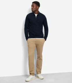 Heren OLYMP Overhemd Zip Pullover Marine