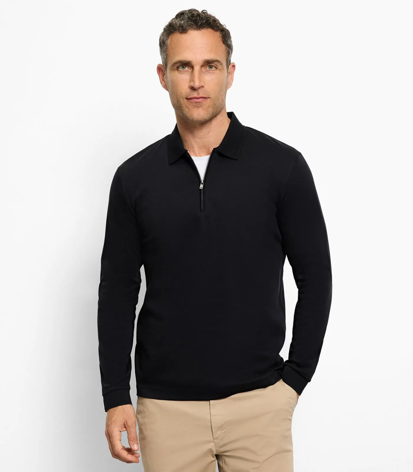 Discount Overhemd Zip Pullover Zwart Heren Truien & Cardigans