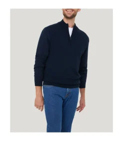 Best Overhemd Zip-Pullover Donkerblauw Heren Truien & Cardigans