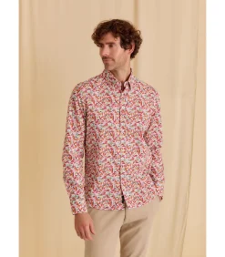 Heren J&JOY Overhemd met lange mouwen en bladerenprint