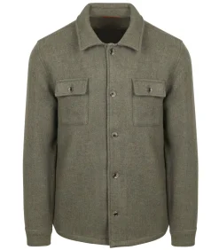 Outlet Overshirt Wool Blend Groen Heren Sportkledij