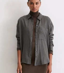 DAMES Marc O'Polo Oversized krijtstreep blouse