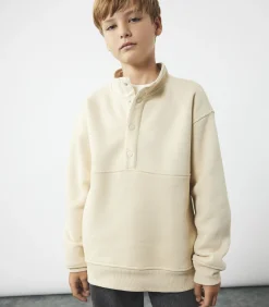 Kinderen Koton Oversized T-shirt met Lange Mouwen en Knoopsluiting van Katoen