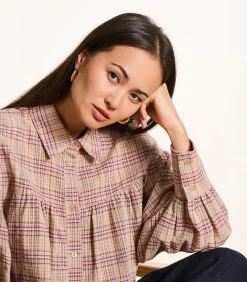 DAMES La Fée Maraboutée Oversized violet geruite blouse