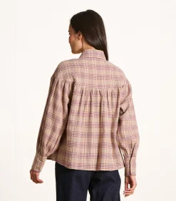 DAMES La Fée Maraboutée Oversized violet geruite blouse