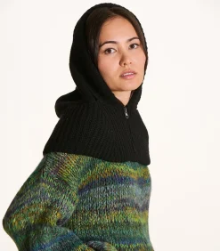 DAMES La Fée Maraboutée Oversized zwarte gebreide capuchon