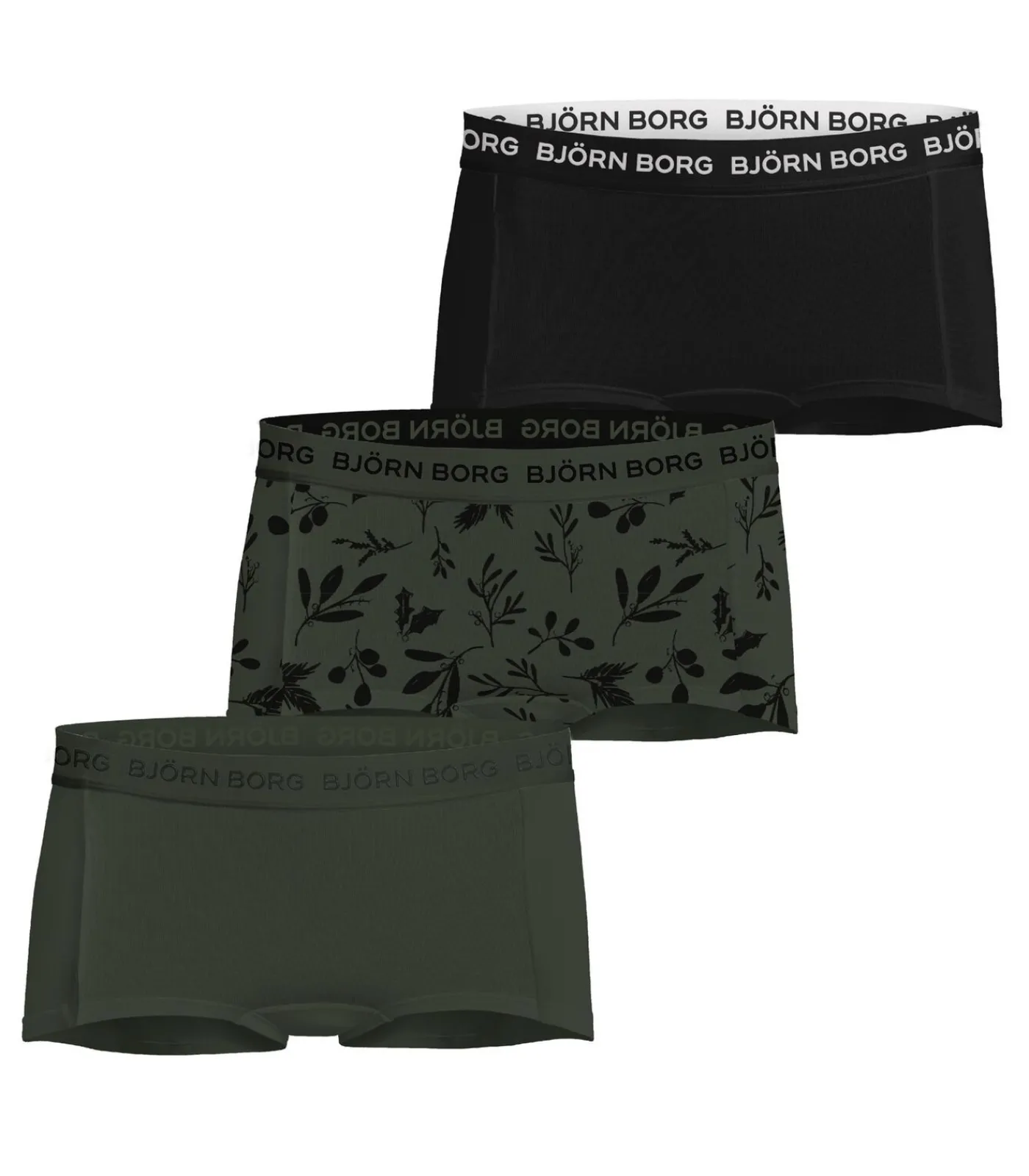 Kinderen Bjorn Borg 3-Pack meisjes boxershort - minishorts - Groene /Zwart