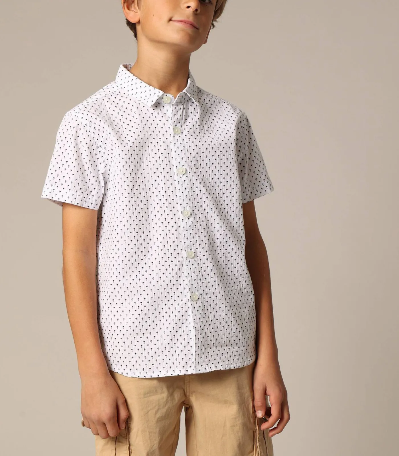 New PAGOS - PAGOS - 100% katoenen overhemd met korte mouwen en patronen Kinderen Hemden