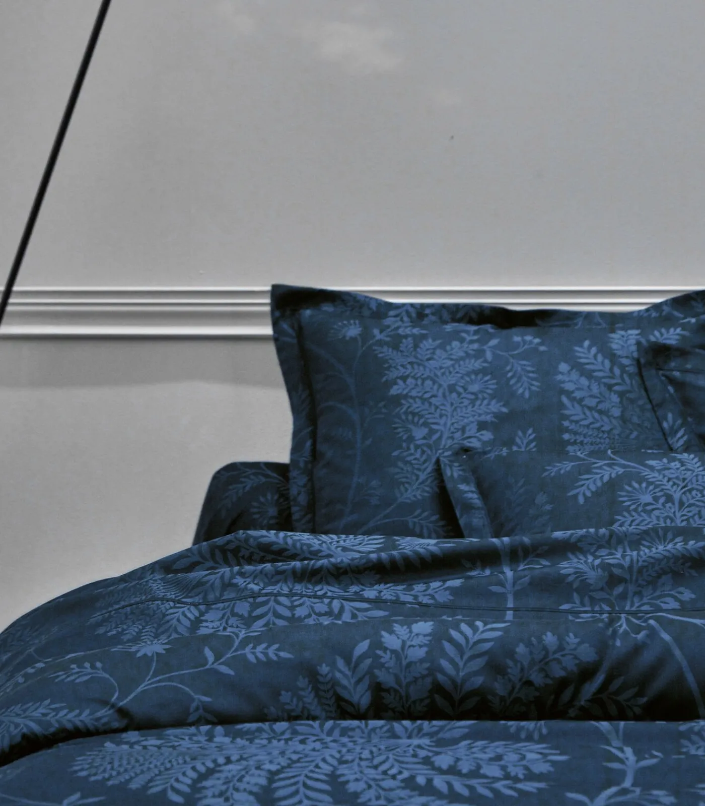Sanderson PALMYRE Bleu nuit - Laken Jacquard katoen