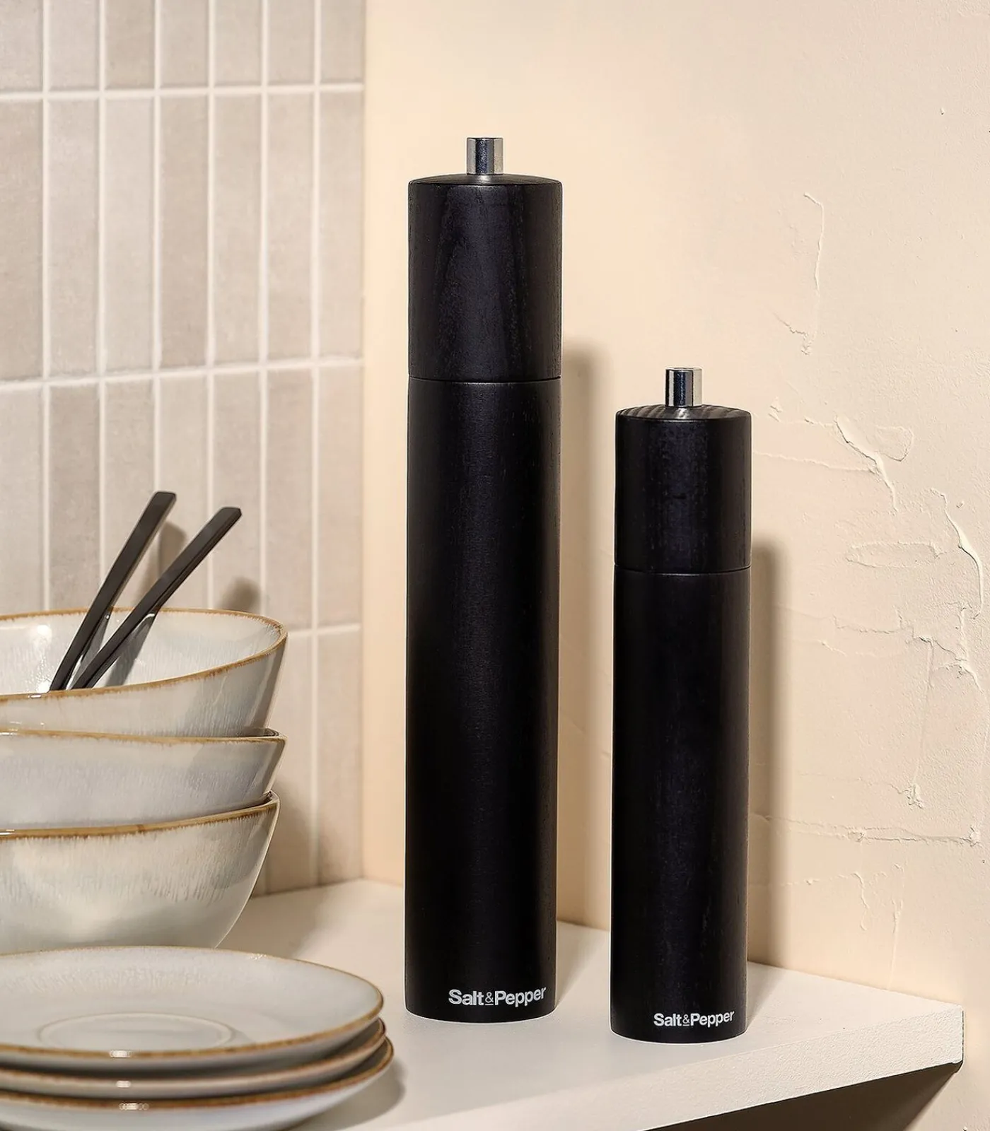 Online Peper/zoutmolen 4,5xH21,5cm hout zwart Grind Keukenaccessoires