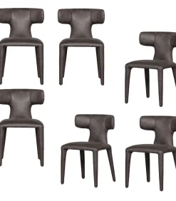 New Permit Eetkamerstoelen - Leerlook - Zwart/Grijs - Set van 6 Stoelen