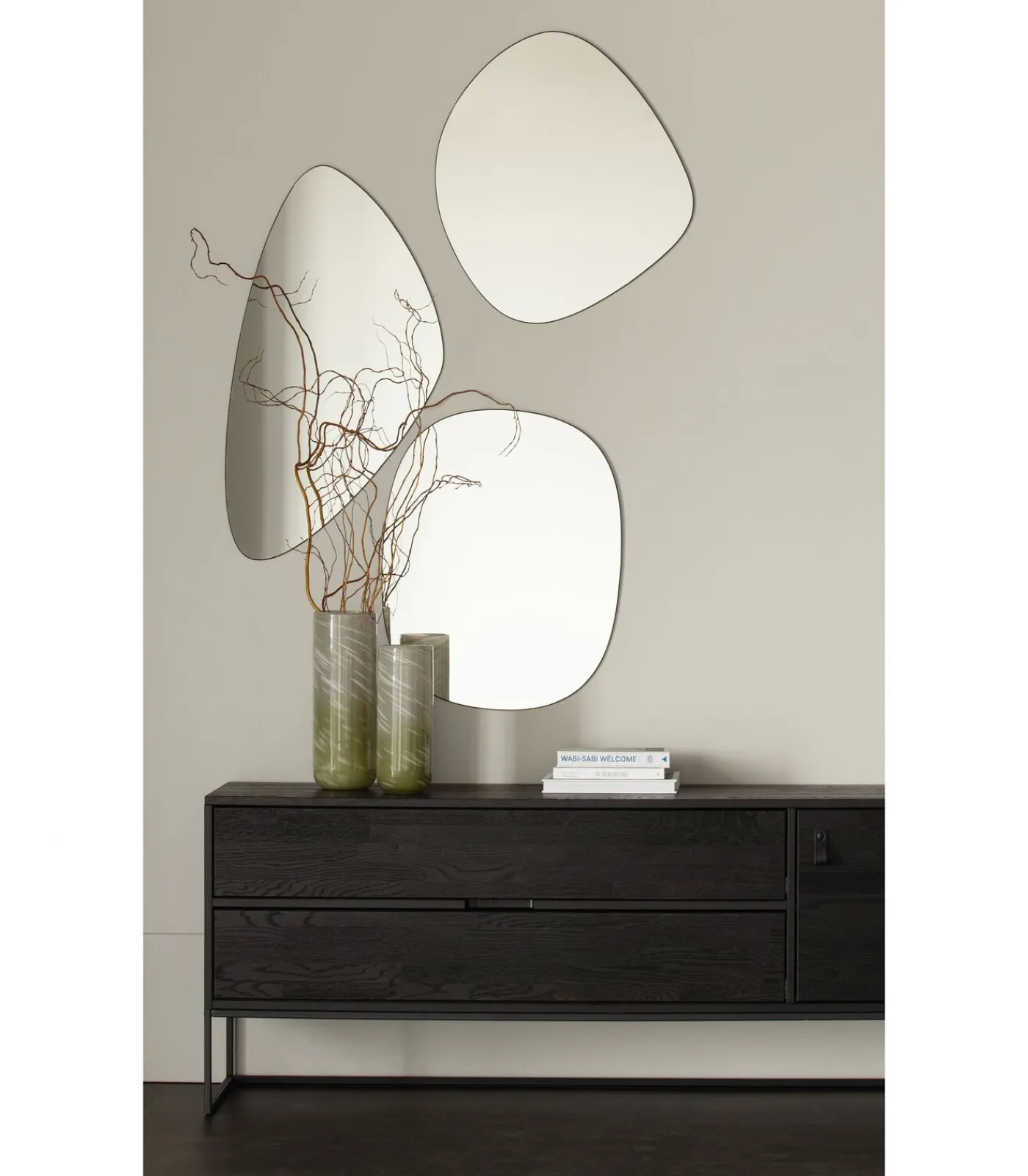 WOOOD Exclusive Philou Spiegel - Glas/Metaal - Zwart - 60x55x0,5