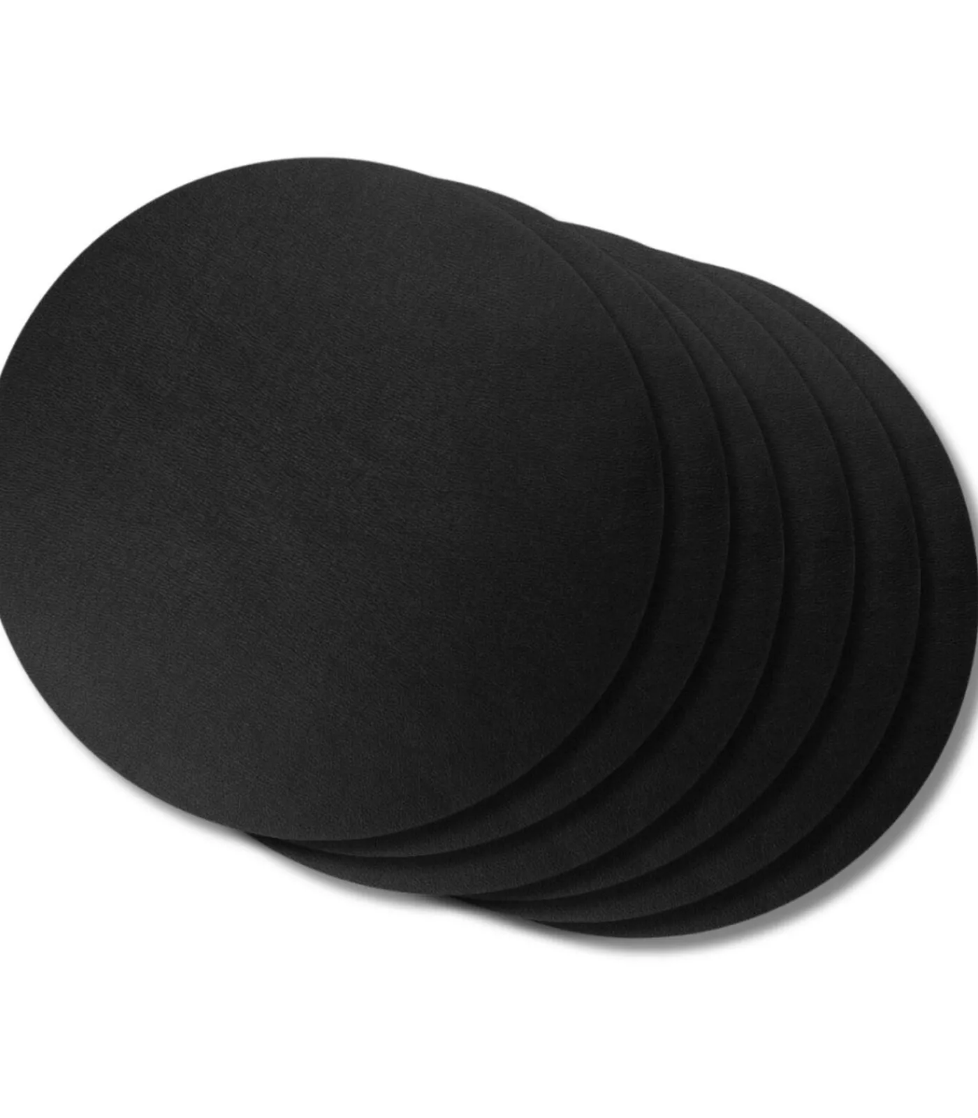 Jay Hill Placemats - Vegan leer - Zwart - ø 38 cm - 6 stuks