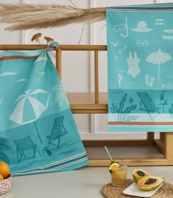 Hot Plage farniente - Set van 2 theedoeken van puur katoenen jacquard Keuken- & Tafellinnen