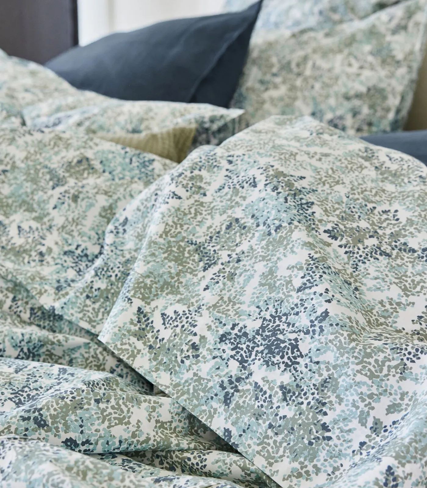 Clearance Plat laken van katoenperkal, PLANTEN MIST Lakens