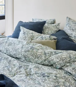 Clearance Plat laken van katoenperkal, PLANTEN MIST Lakens