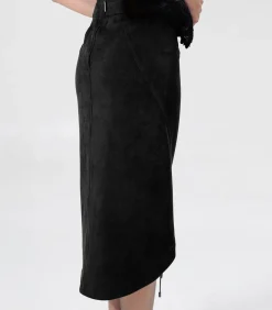 DAMES Smart & Joy Plooiende rok met split en vetersluiting middenvoor