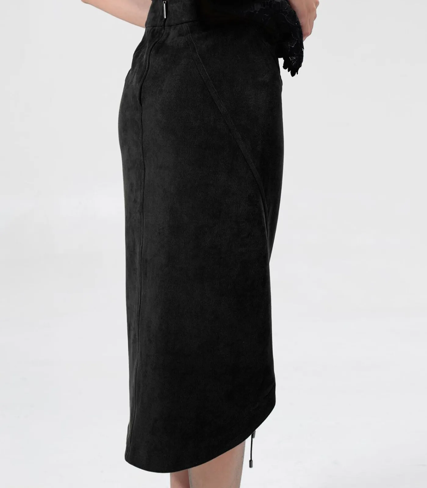 DAMES Smart & Joy Plooiende rok met split en vetersluiting middenvoor