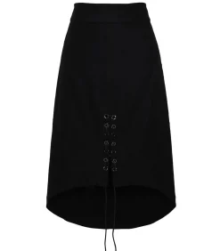 DAMES Smart & Joy Plooiende rok met split en vetersluiting middenvoor