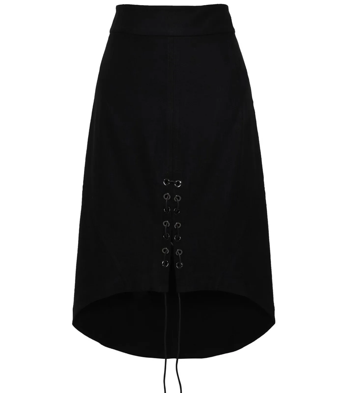 DAMES Smart & Joy Plooiende rok met split en vetersluiting middenvoor