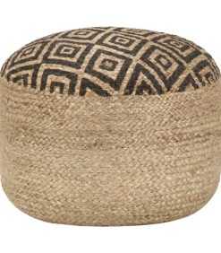 Best Poef handgemaakt 45x30 cm jute zwart Stoelen
