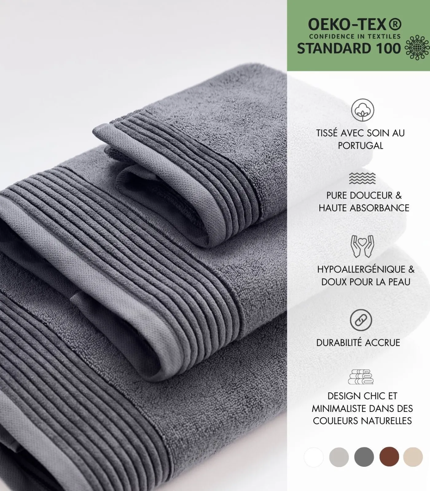 Premium Handdoek SOOTHING SHADOWS. Biologisch Katoen Handdoeken