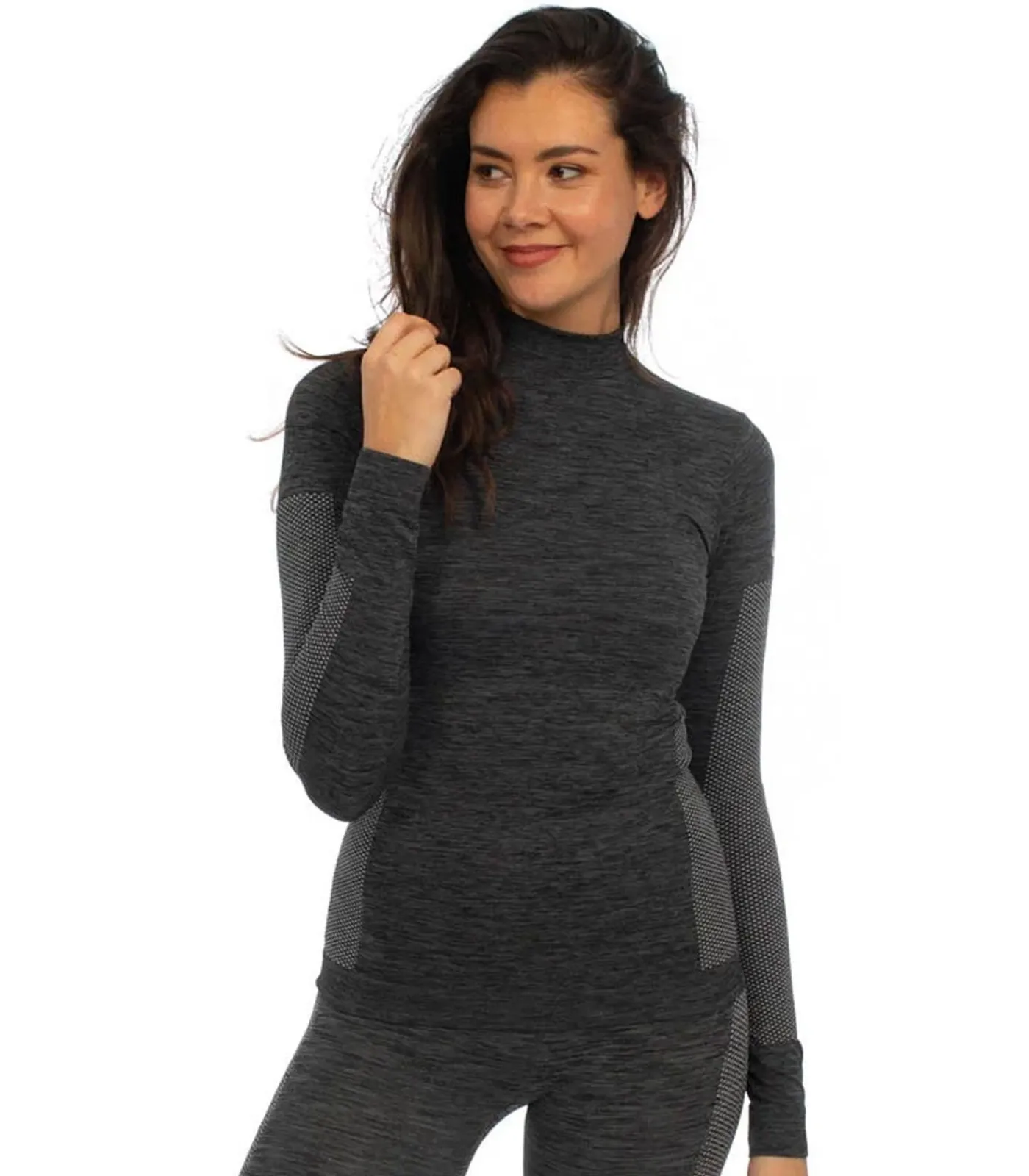 DAMES Heatkeeper Premium Thermoshirt Dames met lange mouwen Zwart Melange