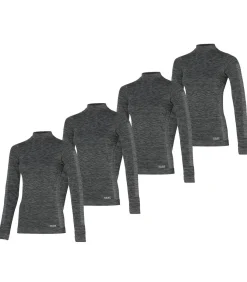 DAMES Heatkeeper Premium Thermoshirt Dames 4-pack Zwart Melange