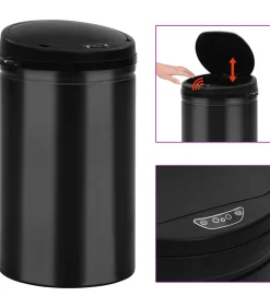 vidaXL Prullenbak met automatische sensor 40 L koolstofstaal zwart
