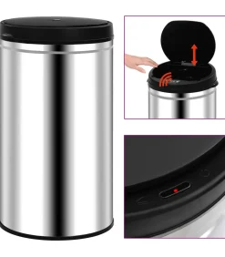 vidaXL Prullenbak met automatische sensor 60 L roestvrij staal