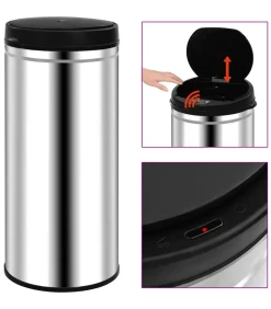 New Prullenbak met automatische sensor 80 L roestvrij staal Manden En Bakken