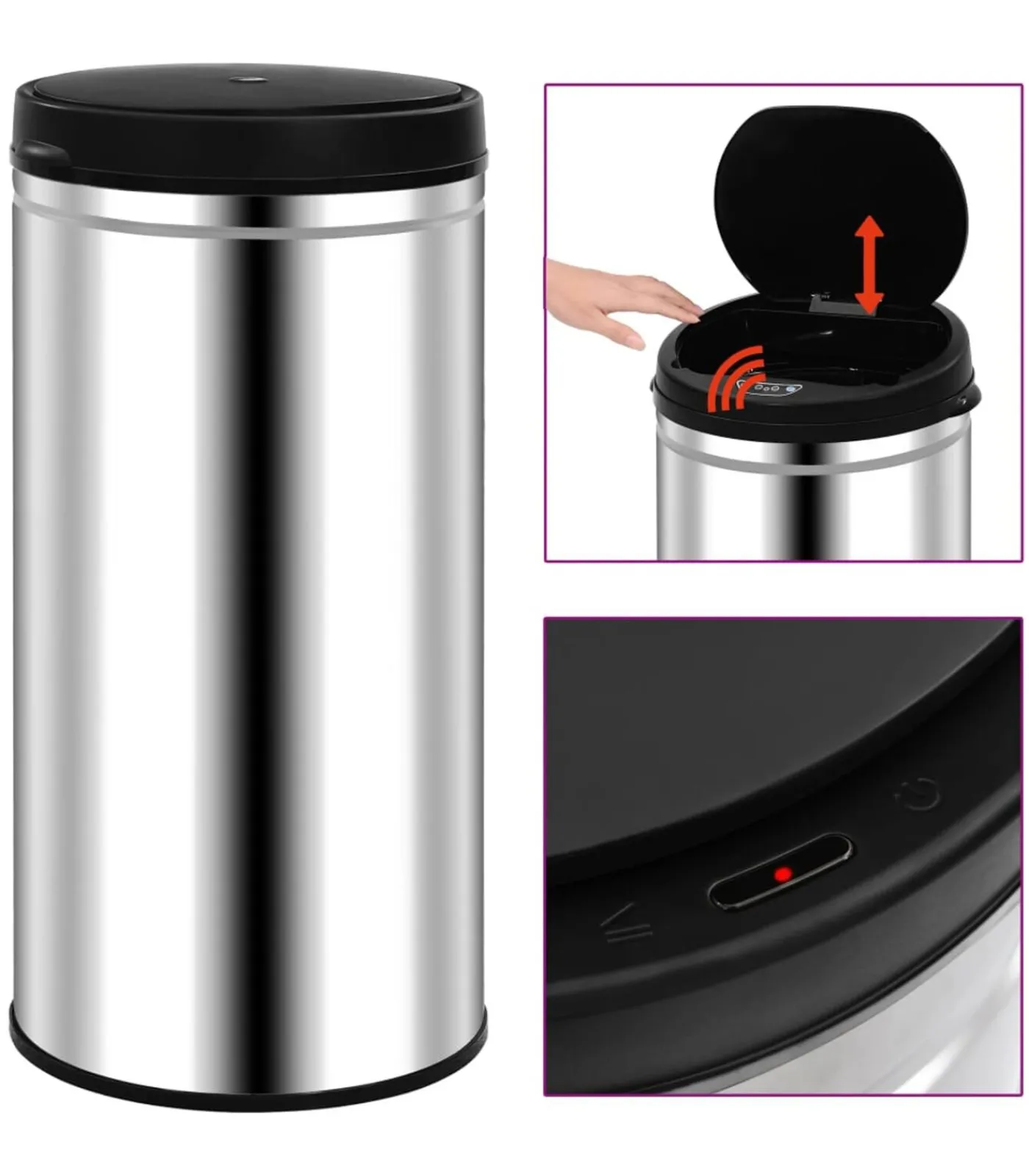 Best Prullenbak met automatische sensor 70 L roestvrij staal Manden En Bakken