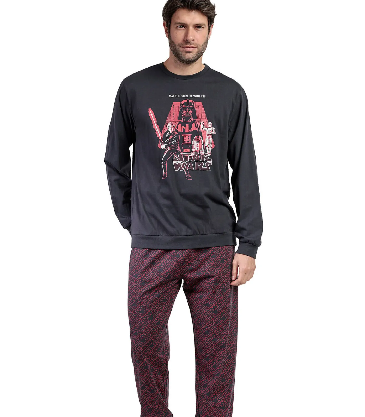 Discount Pyjama broek top lange mouwen May The Force Star Wars Heren Pyjama's