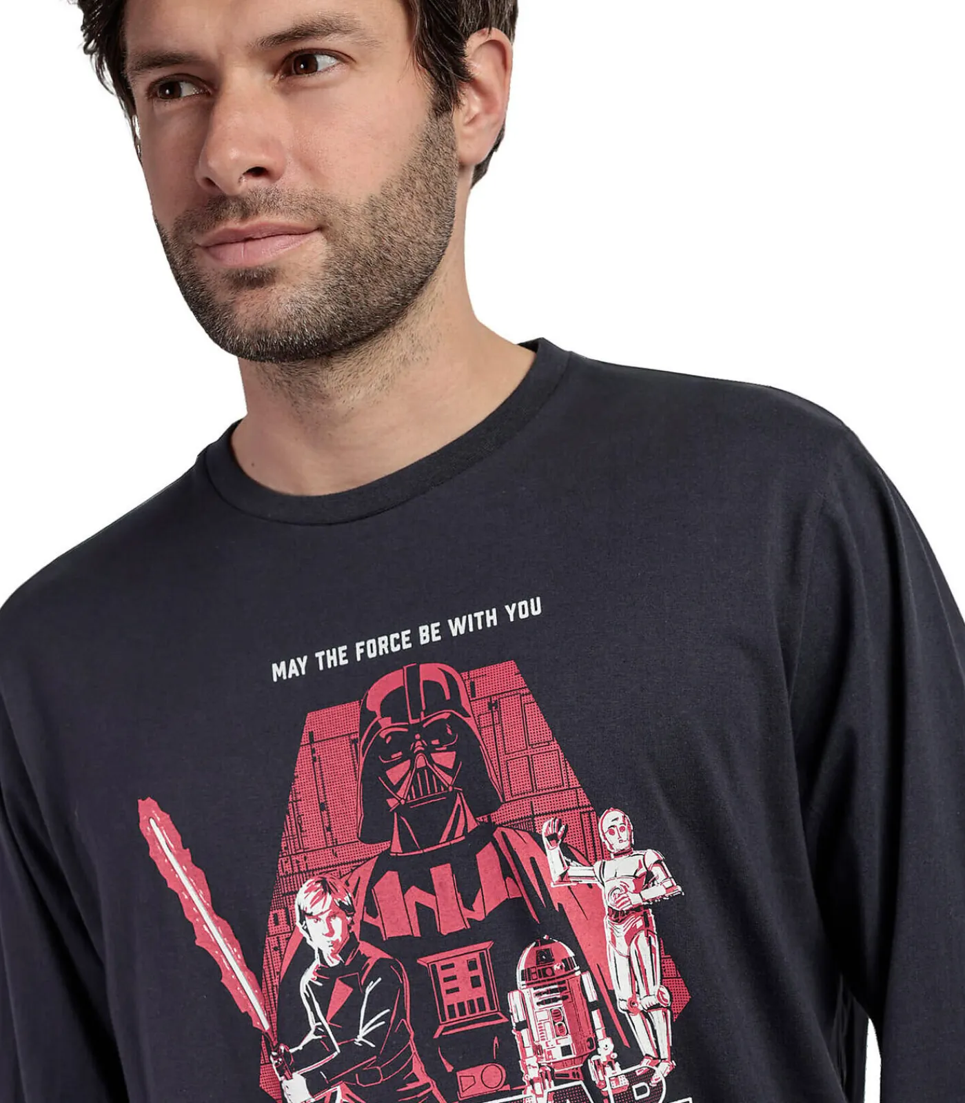 Discount Pyjama broek top lange mouwen May The Force Star Wars Heren Pyjama's