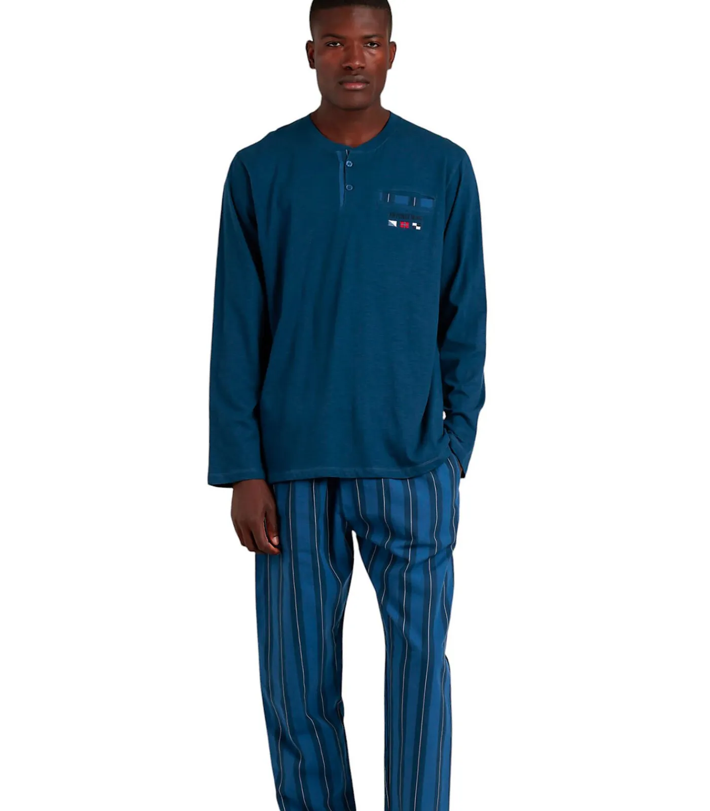 Heren ADMAS Pyjama broek top lange mouwen Flags Antonio Miro