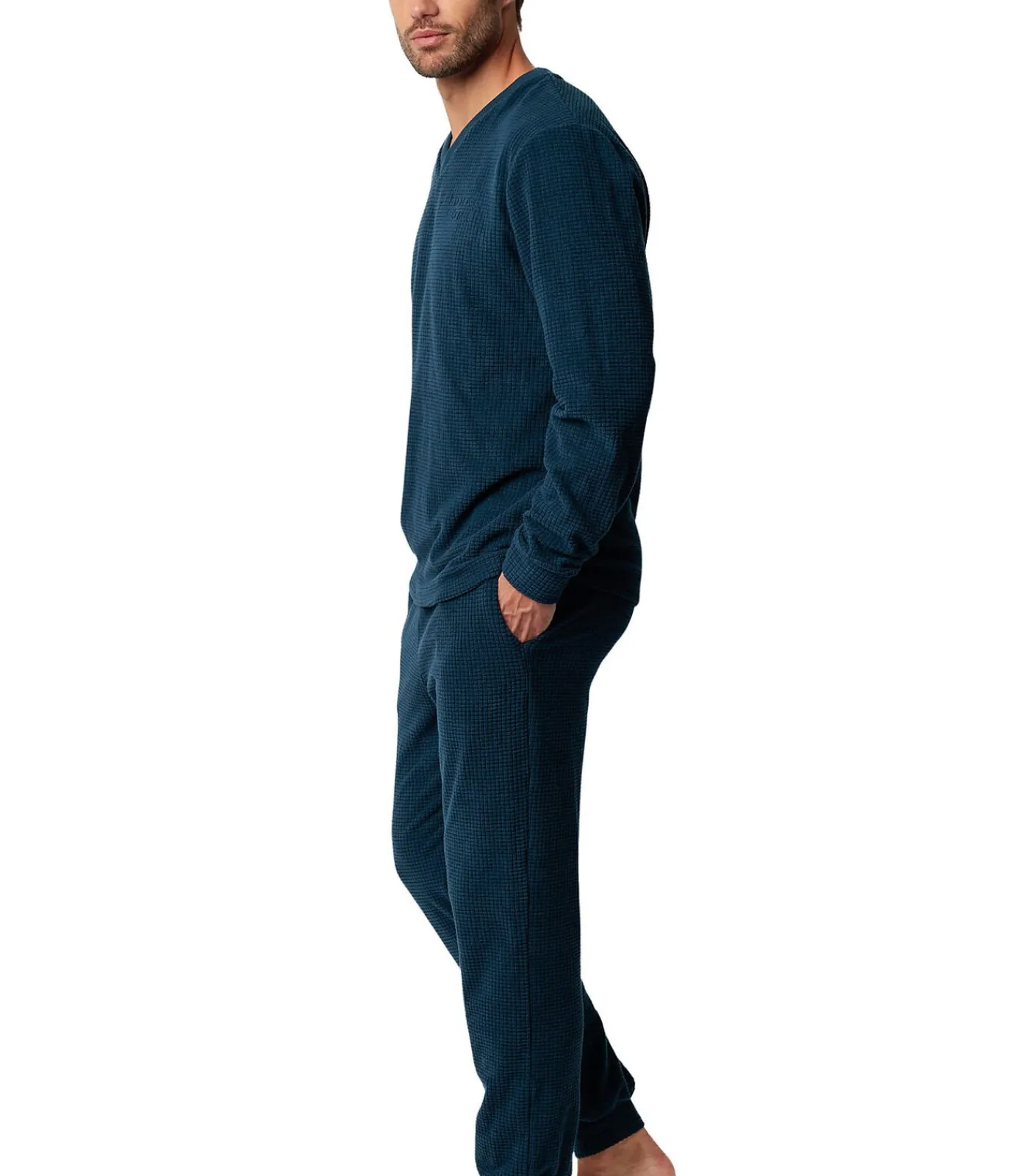 Heren ADMAS Pyjama broek top lange mouwen Checks Texture