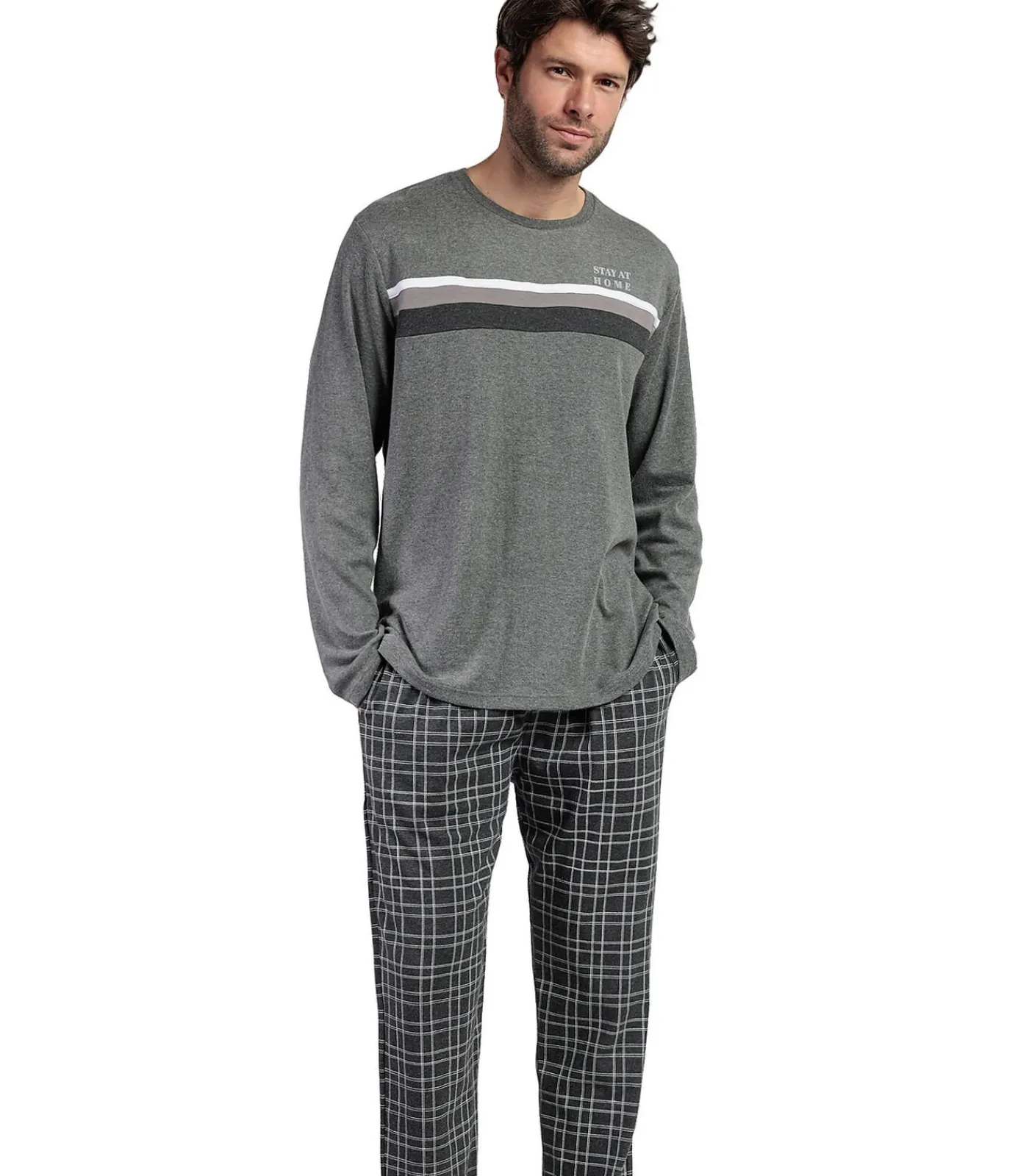 Heren ADMAS Pyjama broek top lange mouwen Ebony